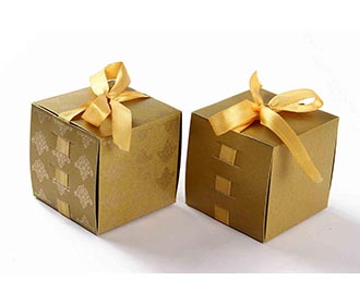 Indian Wedding Party Favor Box in Golden with the Ribbons