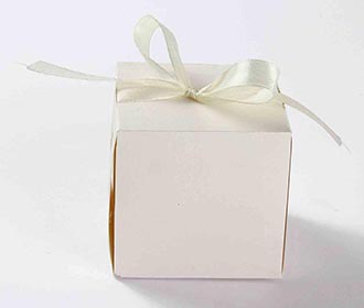 Indian Wedding Party Favor Box in Ivory with the Ribbons