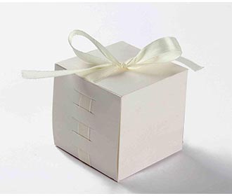 Indian Wedding Party Favor Box in Ivory with the Ribbons
