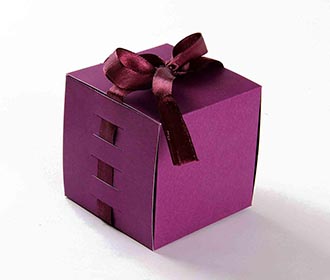 Indian Wedding Party Favor Box in Purple with the Ribbons