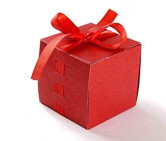 Indian Wedding Party Favor Box in Red with the Ribbons