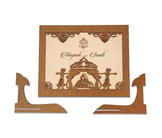 Invitation in laser cut photo frame with a bride & palanquin bearers