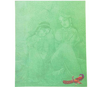 Invitation in Green color, Ganesha and Radha Krishna images