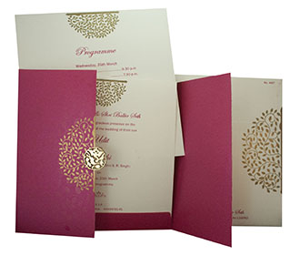Invite in Pink with a Gate fold and Laser cut Ganesha