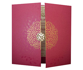 Invite in Pink with a Gate fold and Laser cut Ganesha - 