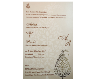 Ivory and yellow invite with golden design