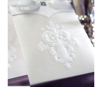 Ivory Floral Pattern with Bow knot Engagement Wedding Card