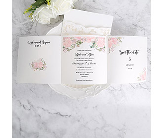 Ivory White Small Pearl Lace Wedding Invitation Cards