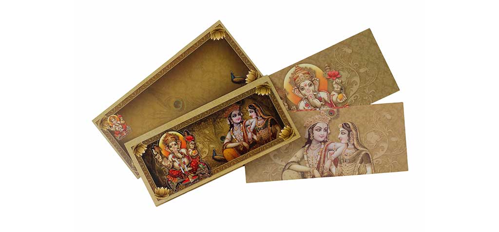 Hindu Wedding Card with Multiple God Images
