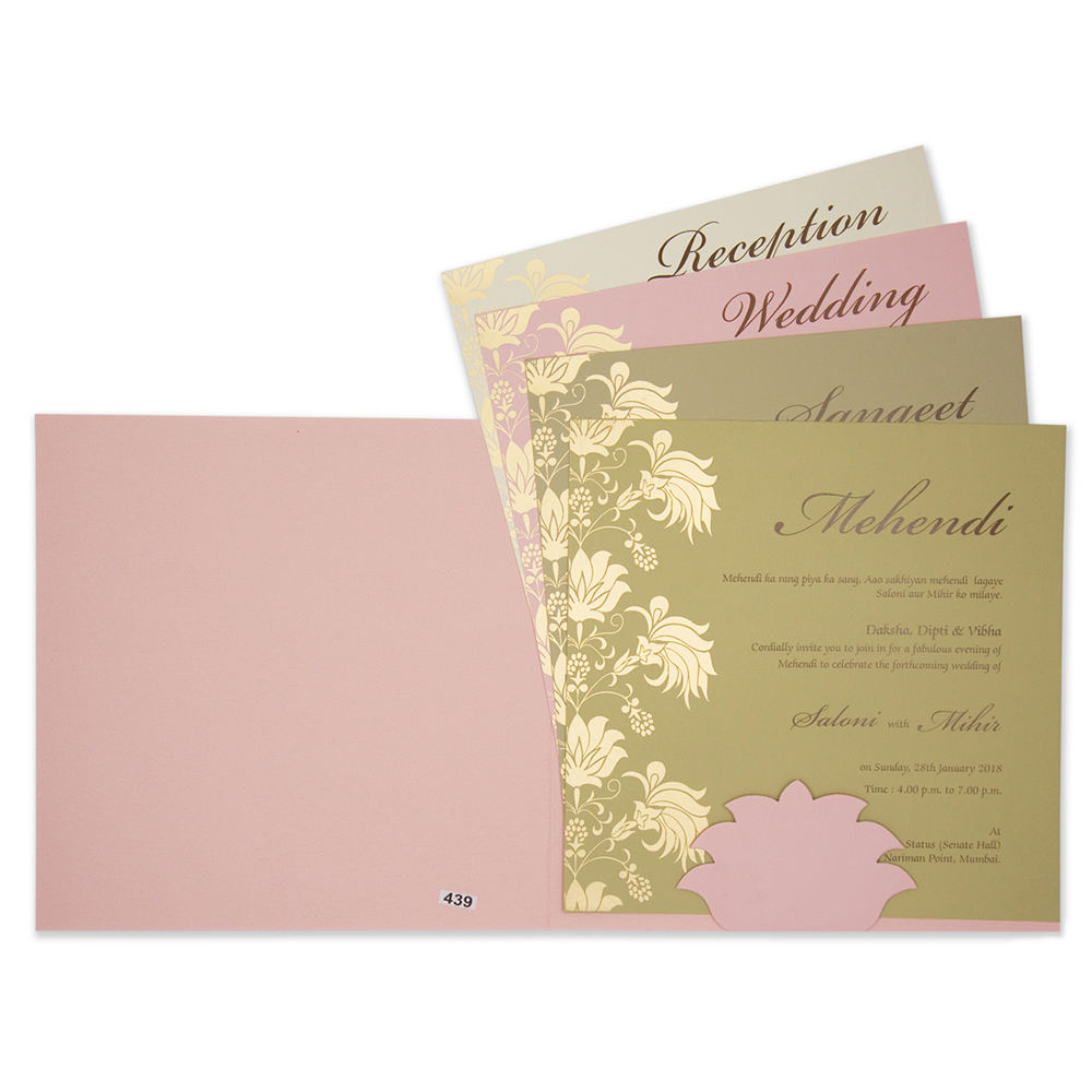 Baby Pink Multifaith Indian Wedding Card With Embossed Fl Baby Pink Multifaith Indian Wedding Card With Embossed Fl Design Click Image To Close