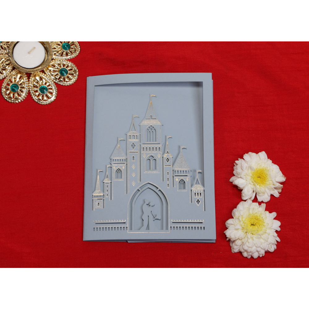 Beautiful Grey colored Fairyland wedding invite - Click Image to Close