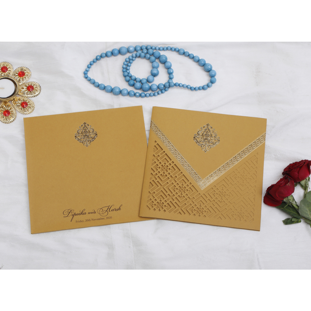 Beautiful Multifaith Brown colored wedding invite - Click Image to Close