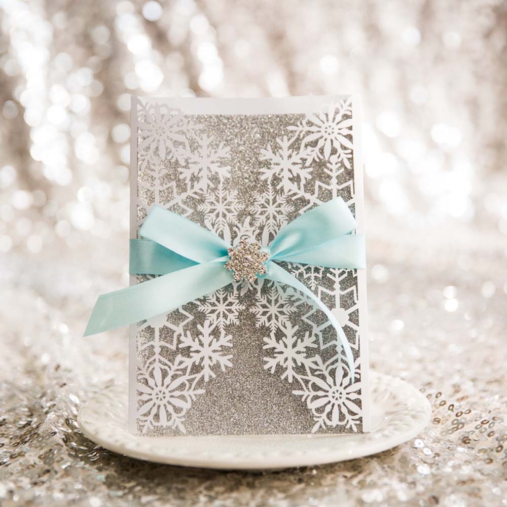 Beautiful snowflake invitation for a winter wedding