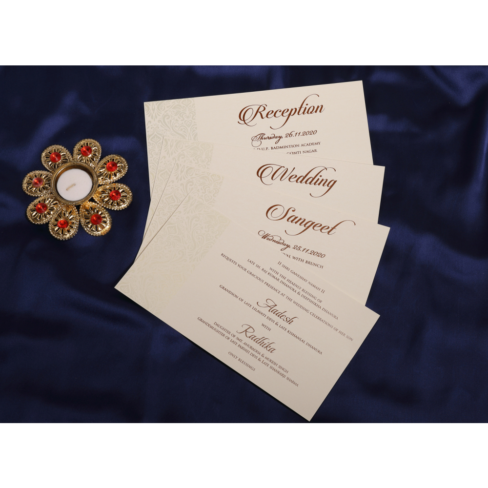 Beige floral Pull out wedding invite - Click Image to Close