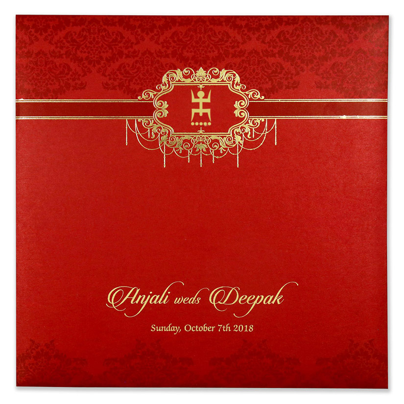 Bengali Indian wedding card with embossed motifs