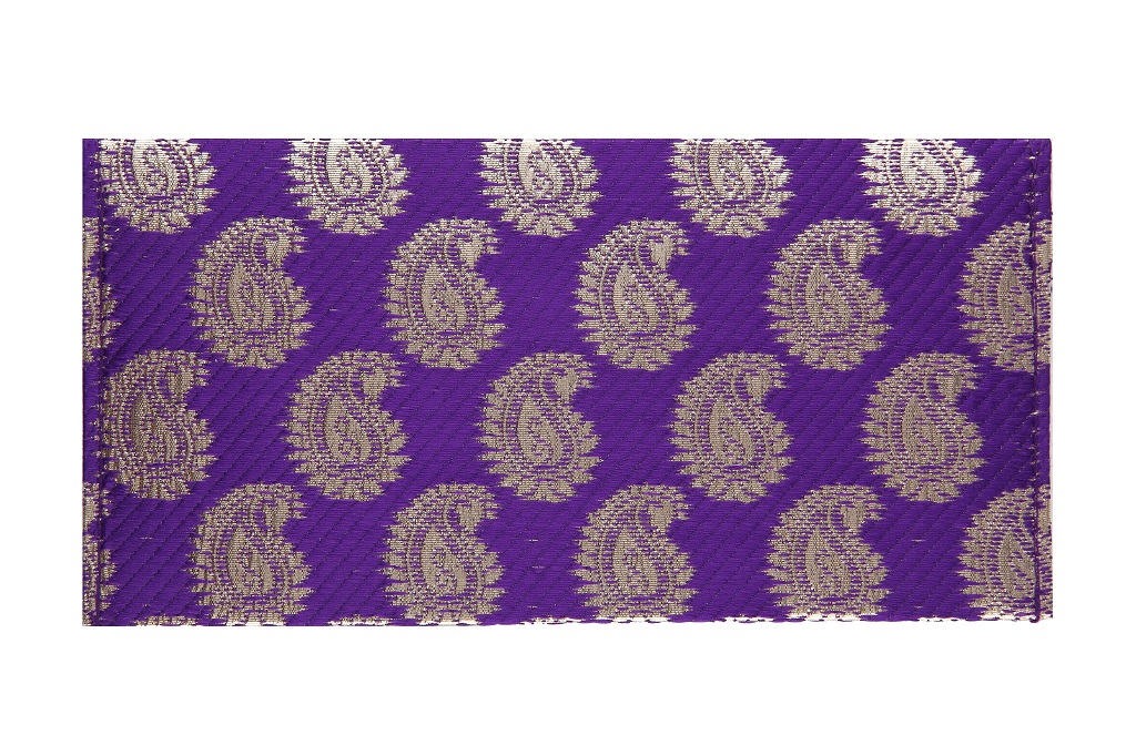 Purple And Golden Paisley Shagun Envelope - Click Image to Close