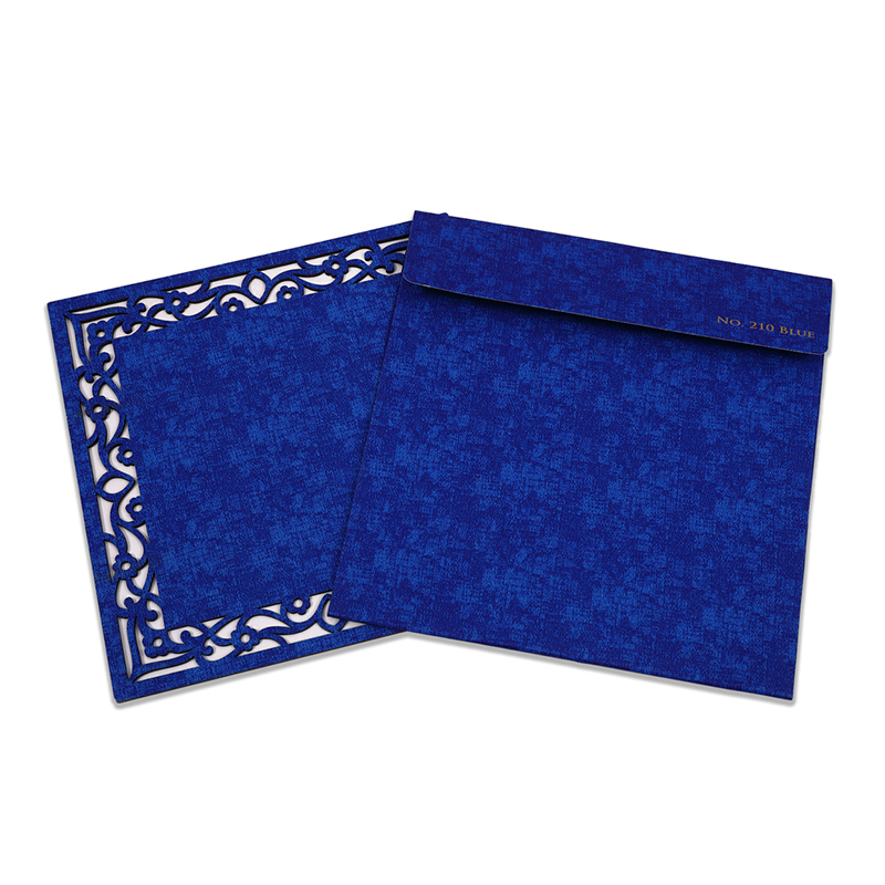 Blue color cardboard laser cut wedding invitation - Click Image to Close