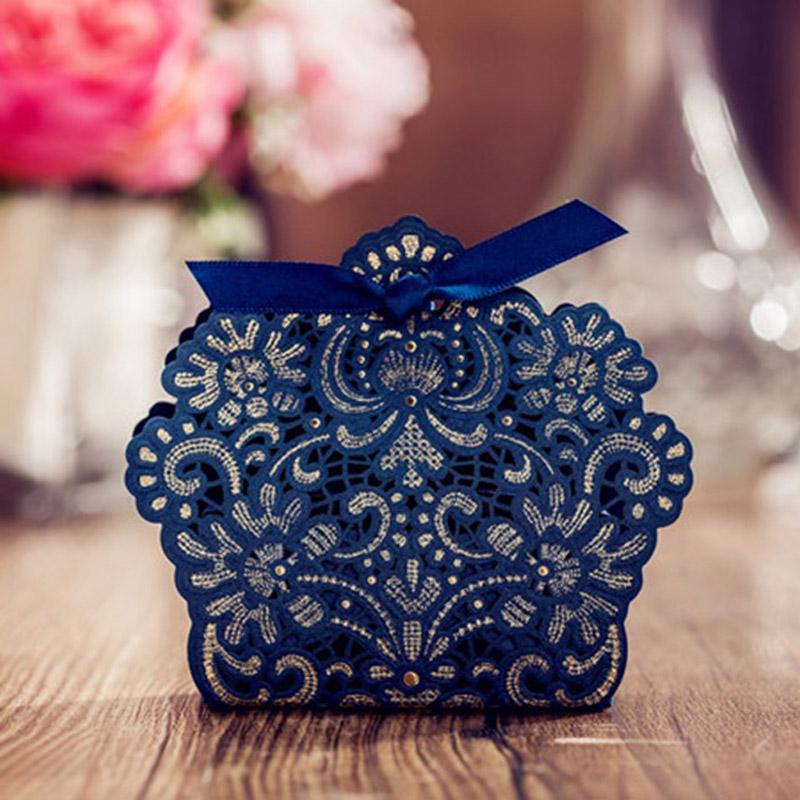 Blue Floral Lasercut Wedding and Engagement Favor Boxes - Click Image to Close