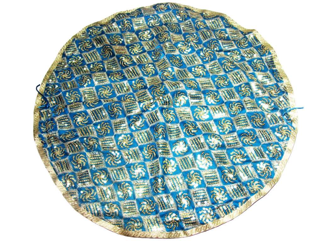 Blue Silk Thali cover - Click Image to Close