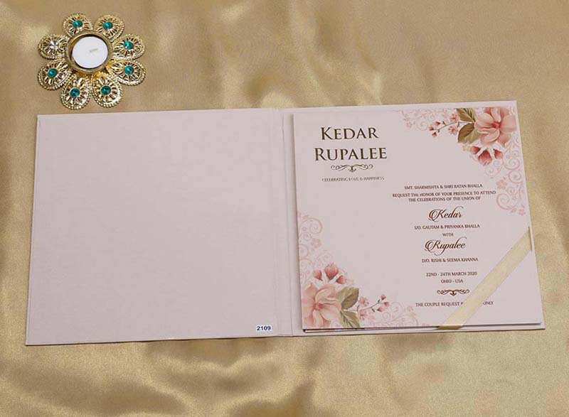 Blush Colour floral Indian Wedding Invitation Design - Click Image to Close