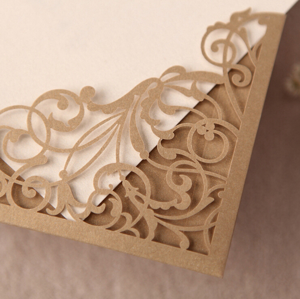 Bride and Groom with Laser Cut Flower Wedding Invitation Cards - Click Image to Close