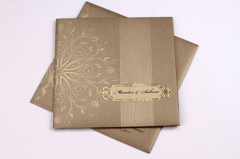 Brown colour tamil wedding invite with floral design - Click Image to Close