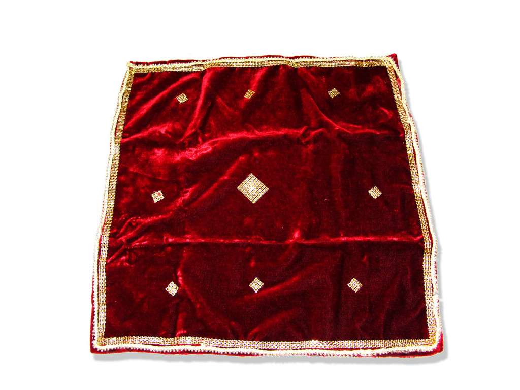 Chowki cover in velvet with stonework & lace - Click Image to Close