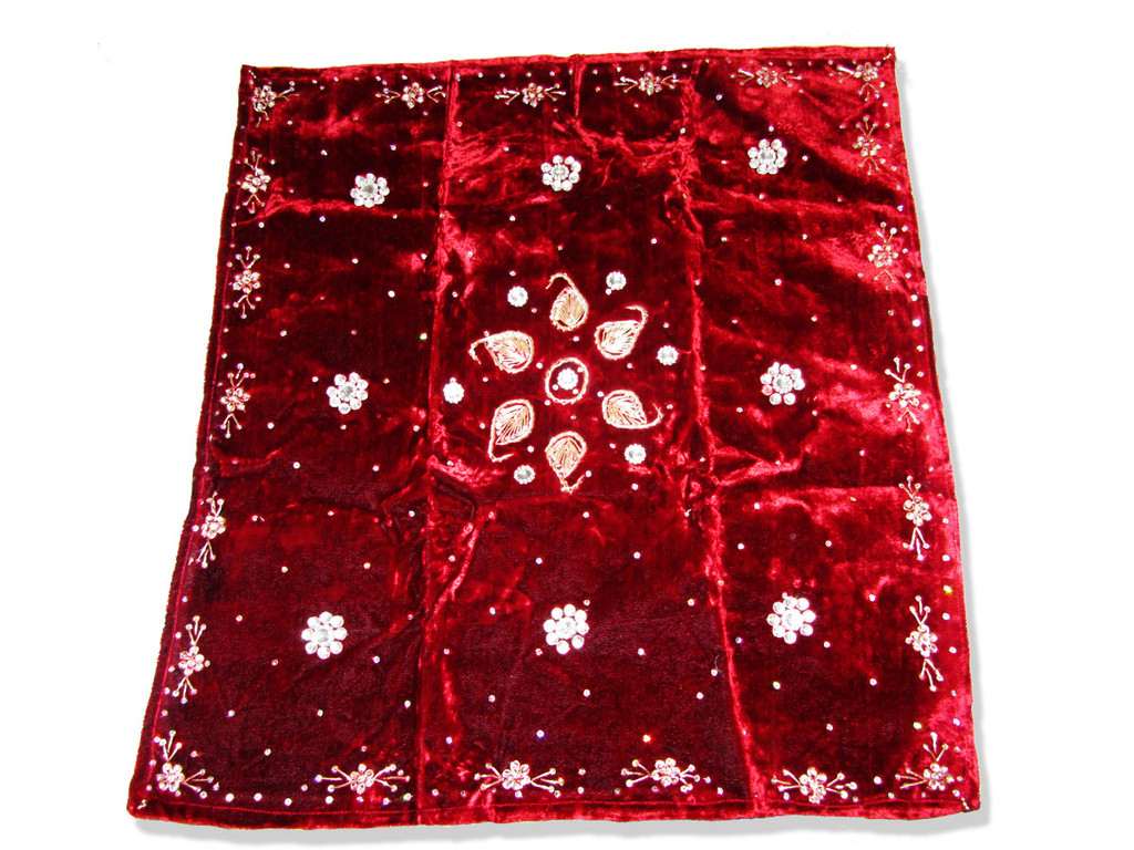 Chowki cover in velvet with Zari, Stone & Sequence work. - Click Image to Close