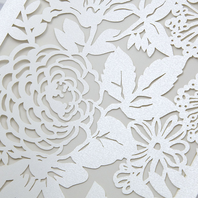 Christian Indian Wedding Card with laser cut flowers in Ivory colour - Click Image to Close
