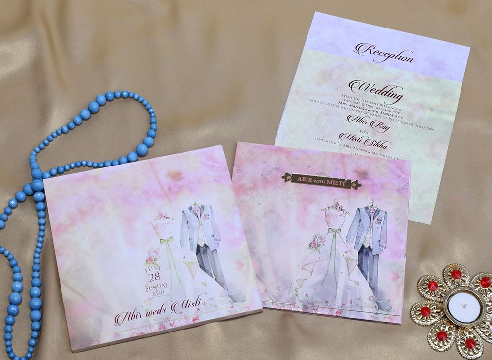 Christian wedding invitation with bride and groom design - Click Image to Close