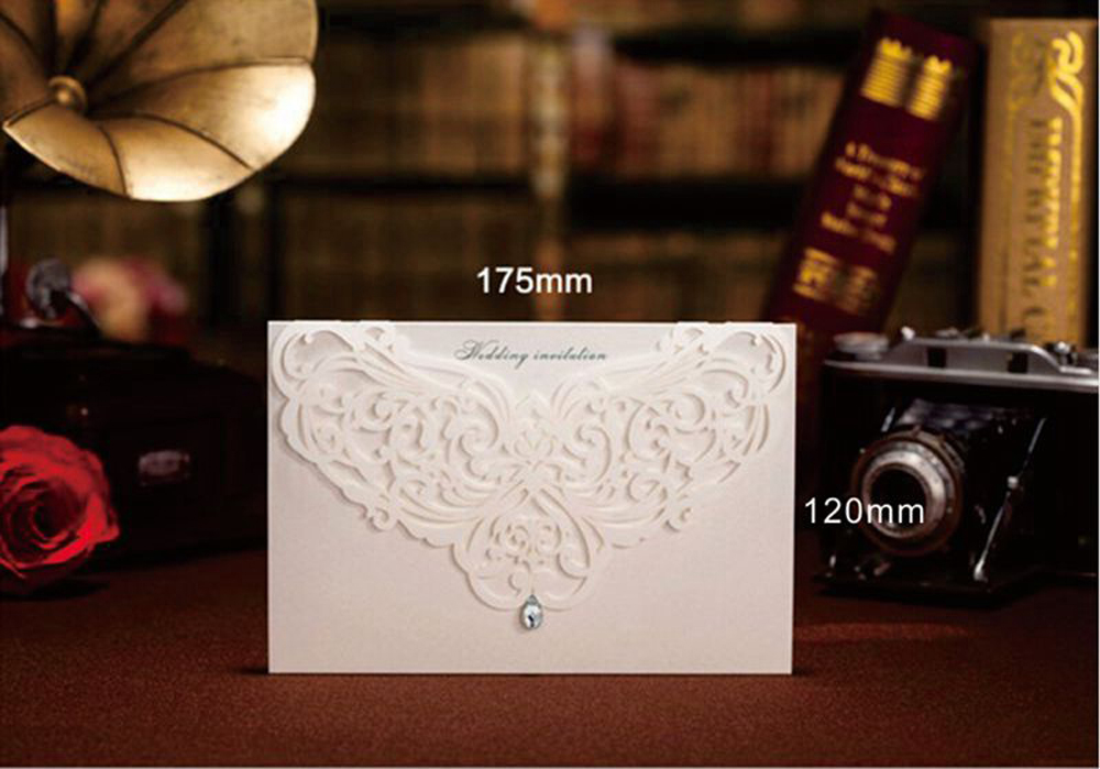 Classic Wedding Invitations With Rhinestone & Laser Cut Flower - Click Image to Close