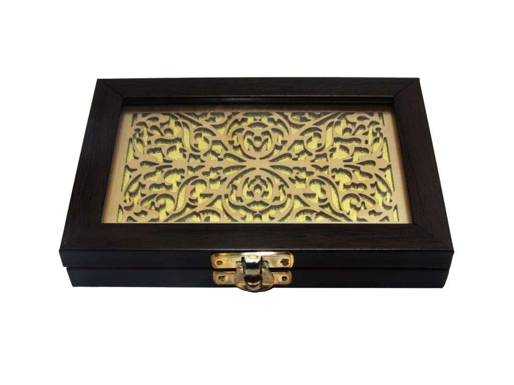 Coin box in wooden with Brown velvet finish - Click Image to Close