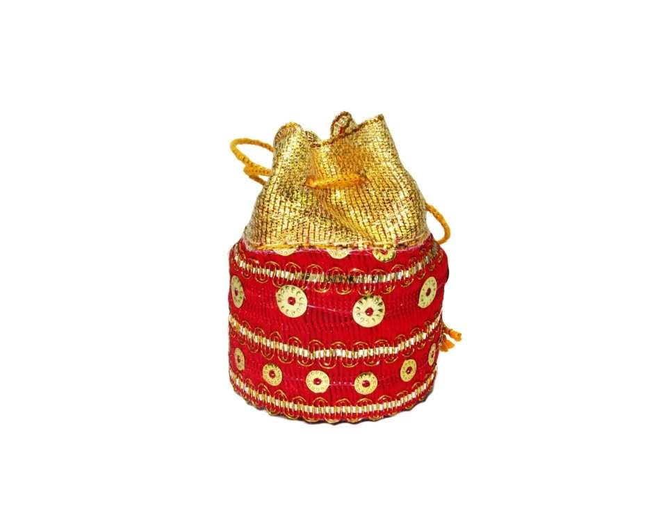 Coin pouch in red and golden - Click Image to Close