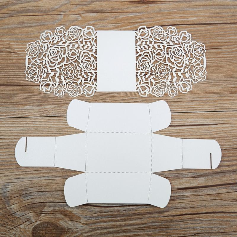 Cream color Rose design Laser Cut Wedding Favor boxes - Click Image to Close