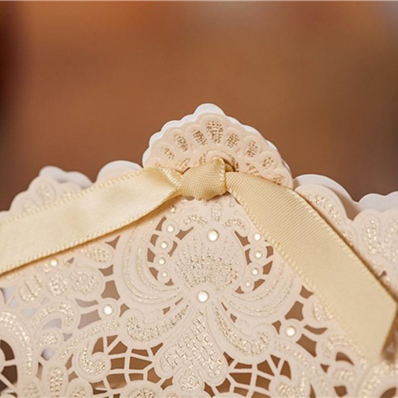 Cream Floral Lasercut Wedding and Engagement Favor Boxes - Click Image to Close