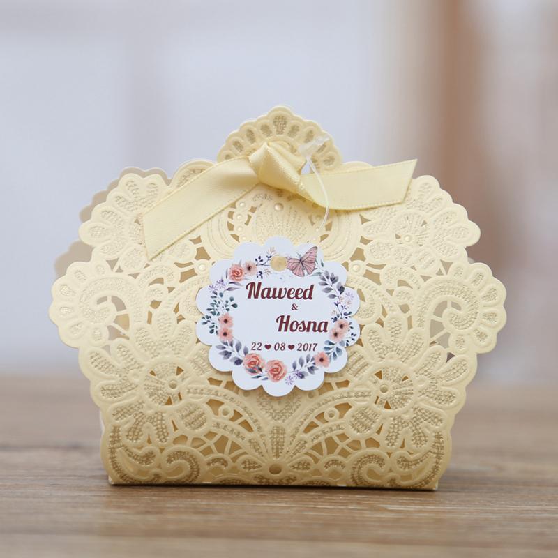 Cream Floral Lasercut Wedding and Engagement Favor Boxes - Click Image to Close