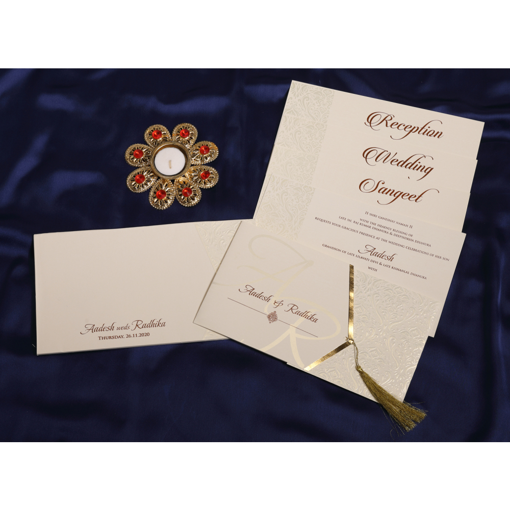 Cream Pull out wedding invite - Click Image to Close