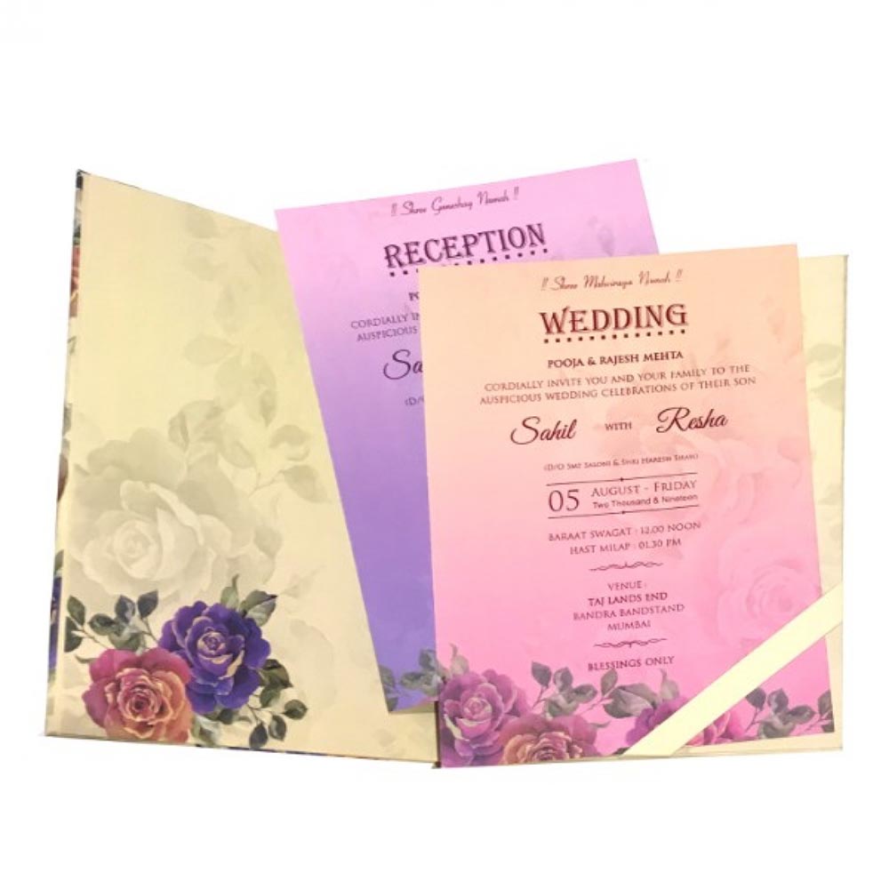 Designer floral wedding invitation in beautiful pastel colouors - Click Image to Close