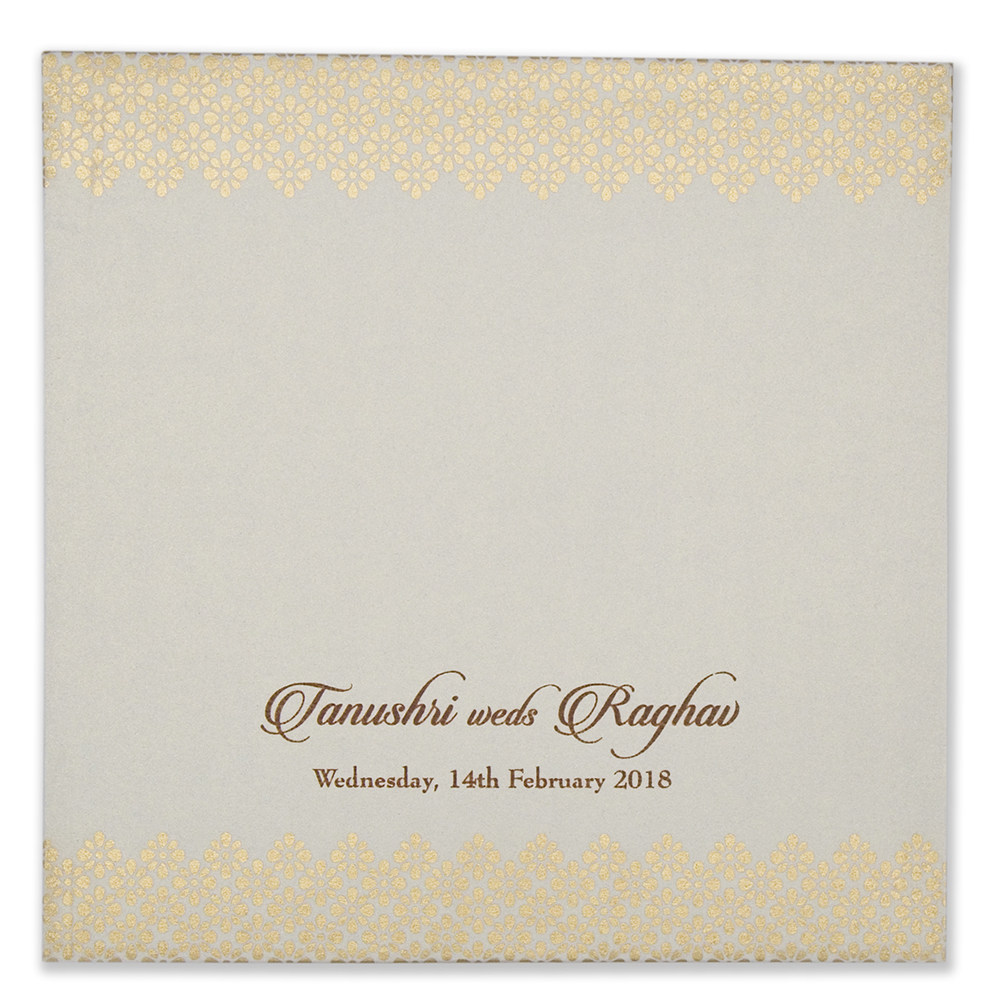 Designer hindu wedding card in powder blue and golden colour - Click Image to Close