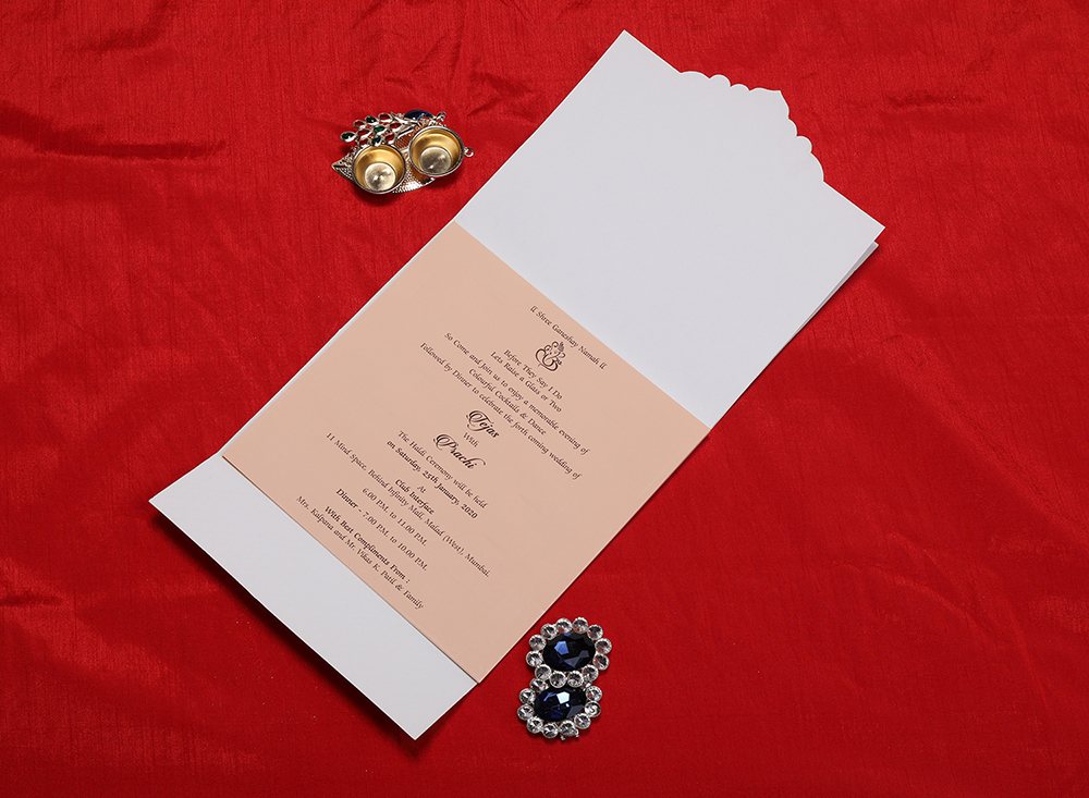 Designer Indian wedding card in blush and powder blue colour - Click Image to Close