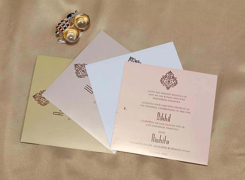 Designer Indian Wedding Invitation in Cream colour - Click Image to Close