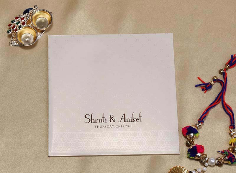 Designer Indian Wedding Invitation in Cream colour