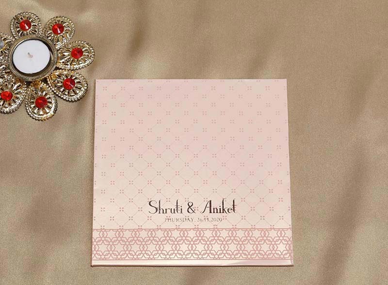 Designer Indian Wedding Invitation in Peach colour - Click Image to Close