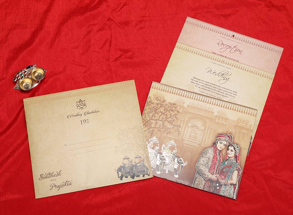 Designer pop up Indian wedding card in Dulha Dulhan theme - Click Image to Close