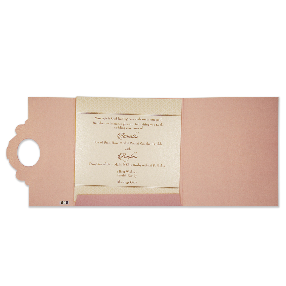 Designer sikh wedding card in pink and golden colour - Click Image to Close