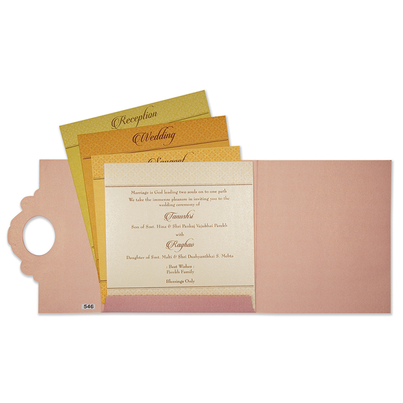 Designer tamil wedding card in pink and golden colour - Click Image to Close