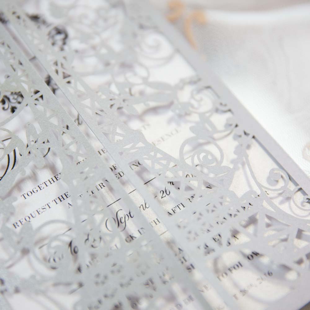 Eiffel tower laser cut wedding invitation for a romatic wedding announcement - Click Image to Close