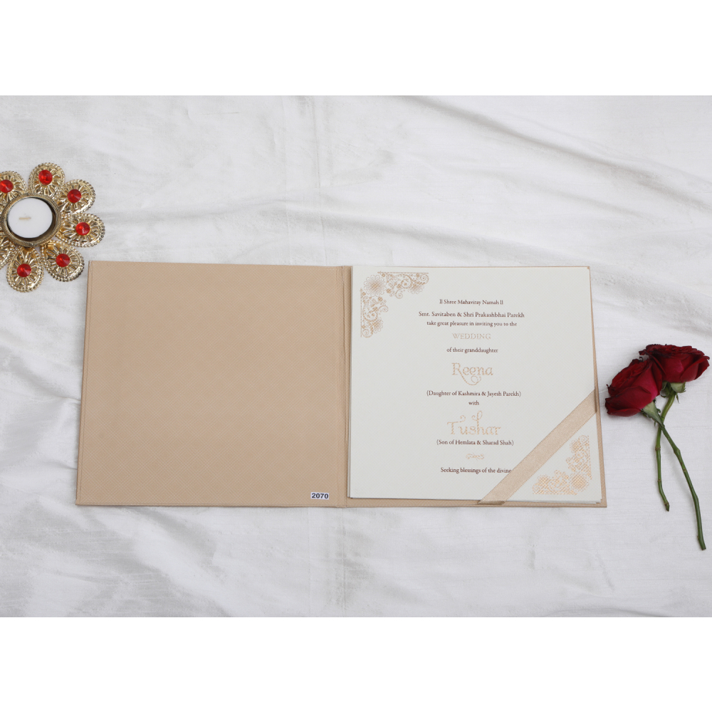Elegant beige laser cut wedding invite - Click Image to Close