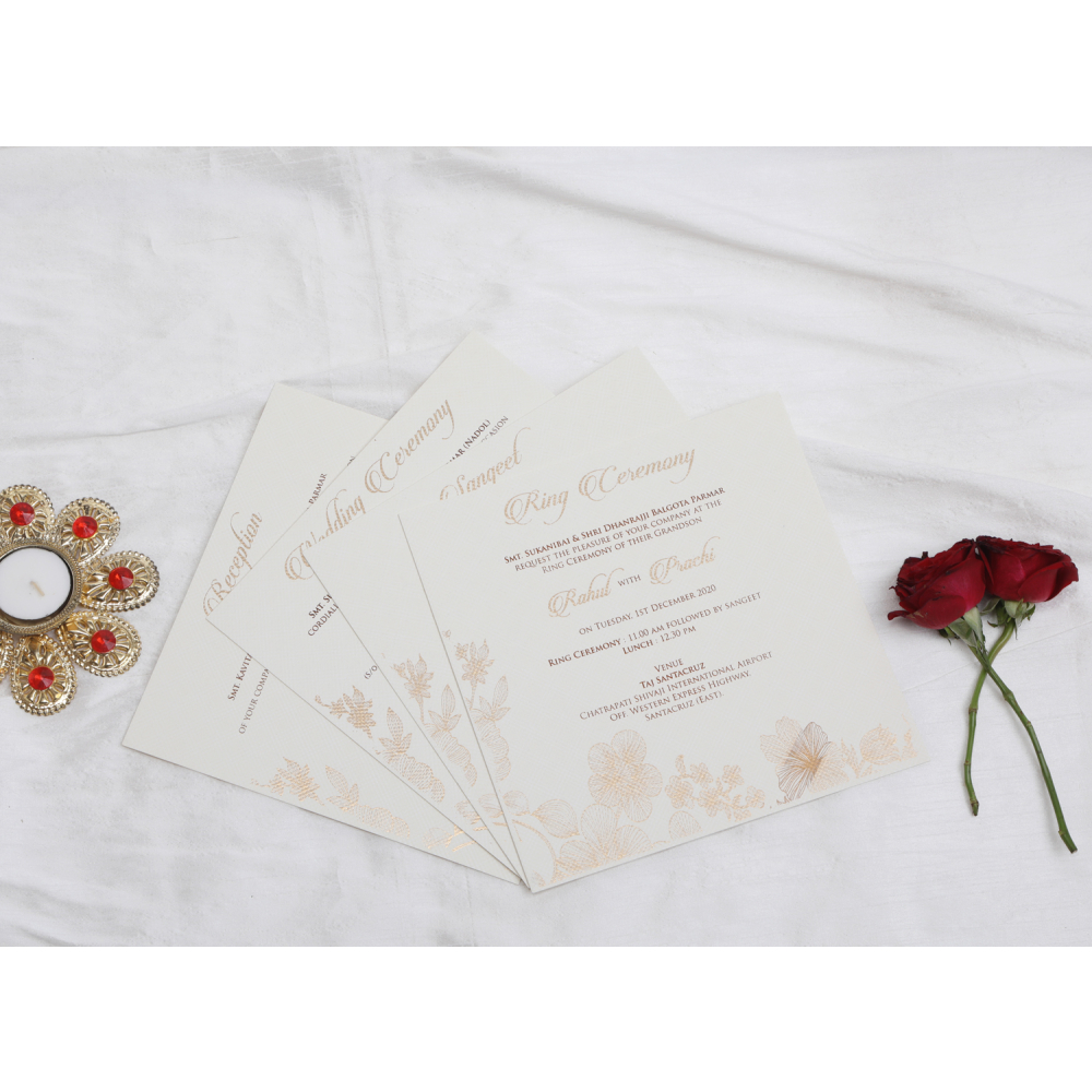 Elegant beige with floral wedding invite - Click Image to Close