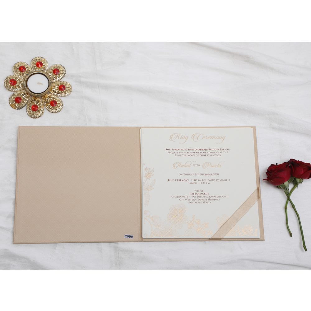 Elegant beige with floral wedding invite - Click Image to Close
